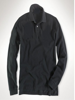 Long style black men polo shirt - Click Image to Close